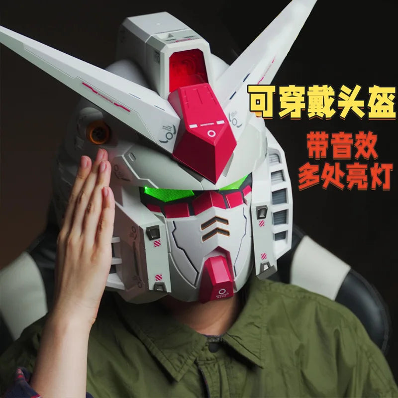 Vol.1 Casco RX-78-02 Cyberpunk 1:1, Máscara de Robot Mecánico con Luz y Control Táctil, Disfraz de Cosplay, Juguete de Halloween para Niños, Regalo