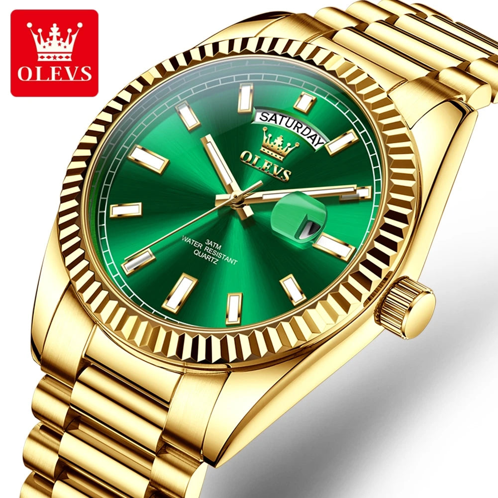 Reloj para hombre OLEVS 5650, de lujo, original, deportivo, de cuarzo, resistente al agua, con luminiscencia, día y fecha, regalo para hombre
