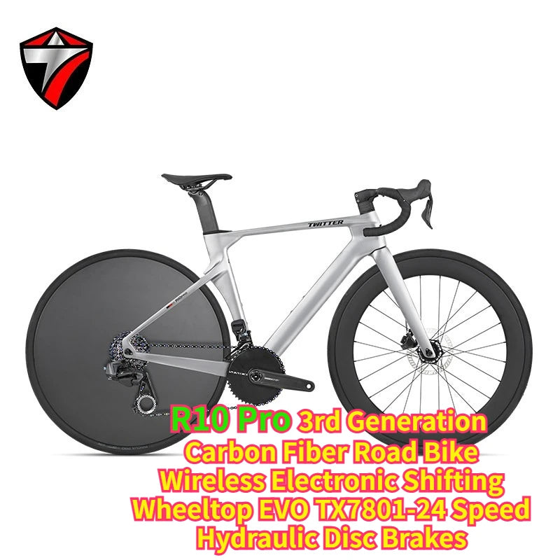 Bicicleta de carretera de carbono TWITTER R10pro, transmisión electrónica EVO TX-24S, transmisión mecánica 105R7120-24S.