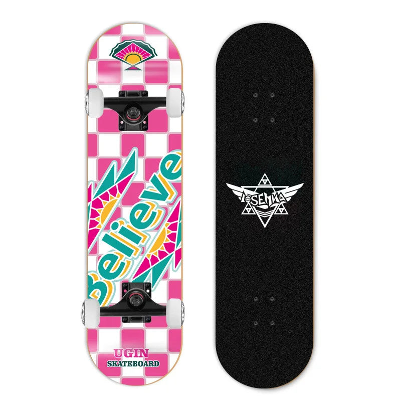 Patineta de Doble Kick para Principiantes, 7 Capas de Madera de Arce, Cuatro Ruedas, Cruiser Urbano, Tabla Completa para Adultos, Hombres, Mujeres y Adolescentes