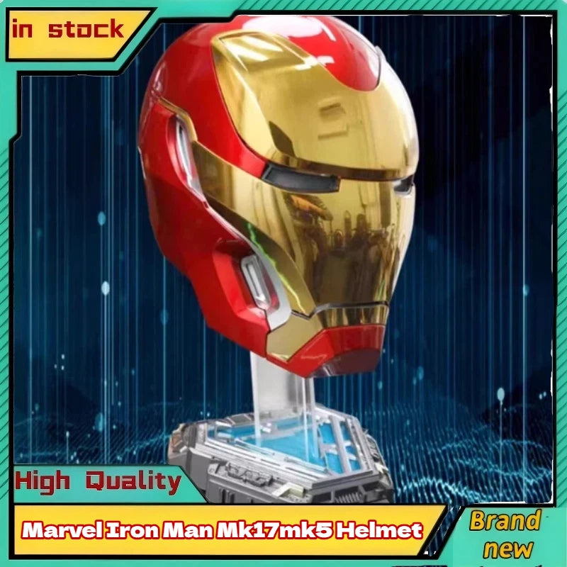 En Stock: Casco de Iron Man Mk17mk5 de Marvel con Control por Voz Jarvis, Apertura Automática, Máscara Coleccionable Mecanizada, Juguete Eléctrico para Fans