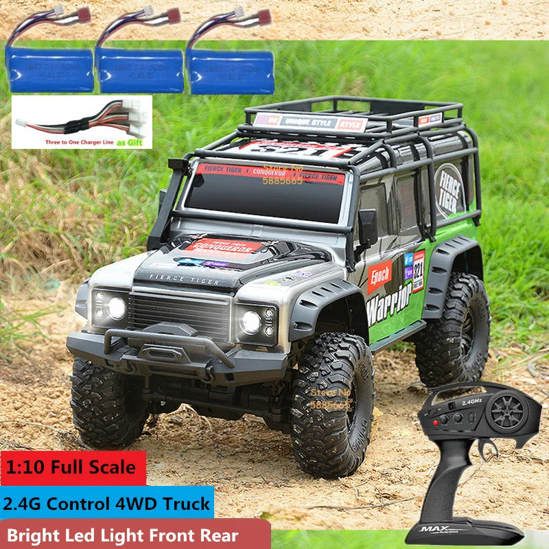 Camión todoterreno RC 4WD de escalada de 45 grados, 2,4G, 4WD, 1/10, suspensión independiente, coche de carreras de derrape