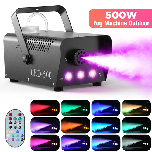 Máquina de humo U'King de 500W RGB 3 LED máquina de niebla de colores mezclados con Control remoto eyector de humo de escenario para DJ Halloween Navidad