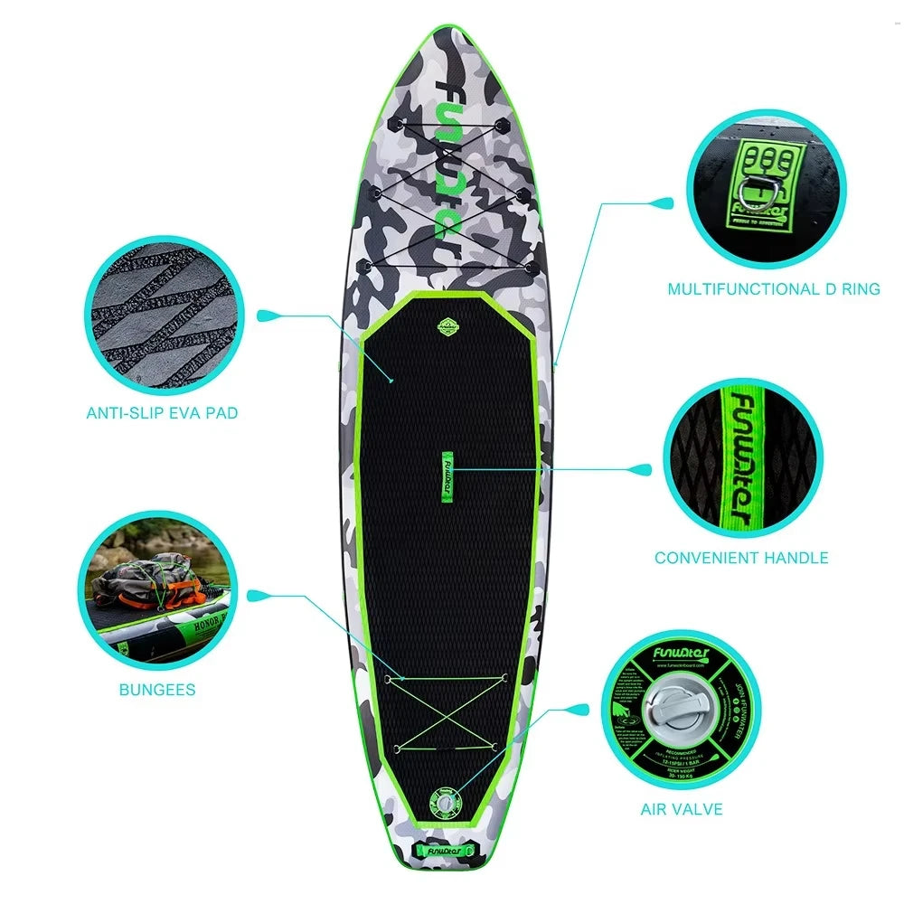 Funwater SUPFW10A Tabla de Paddle Inflable Ultraligera 330*84*15 cm, Ideal para Viajes, Deportes Acuáticos, Yoga, Pesca, Entretenimiento Acuático para Adultos, Surf, Tabla Inflable Antideslizante