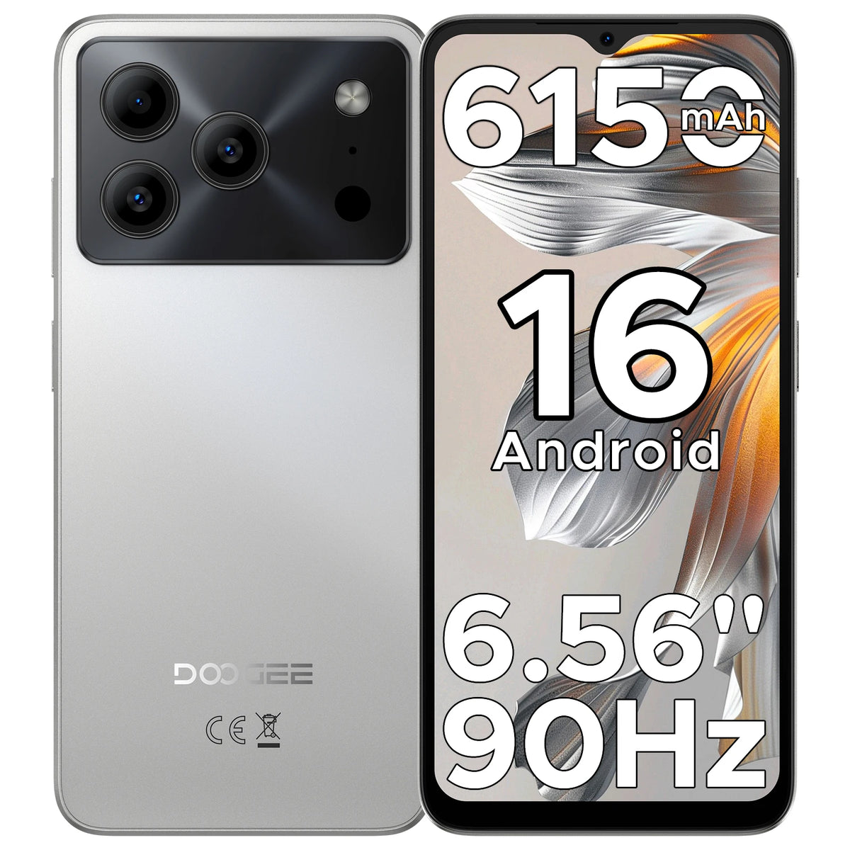Smartphone DOOGEE Note 56, Android 16, batería grande de 6150 mAh, 24 GB de RAM (3+21), 64 GB de ROM, cámara de 8 MP, pantalla de 6,56'' a 90 Hz, teléfonos móviles