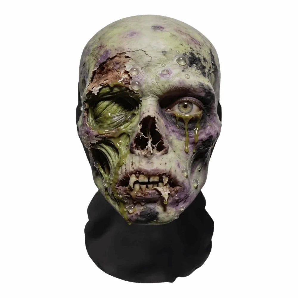 Máscara de Cabeza Completa de Malla Impresa en 2D, Lavable, Cómoda, Máscara de Calavera de Zombi, Flexible, Transpirable, para Cosplay de Halloween