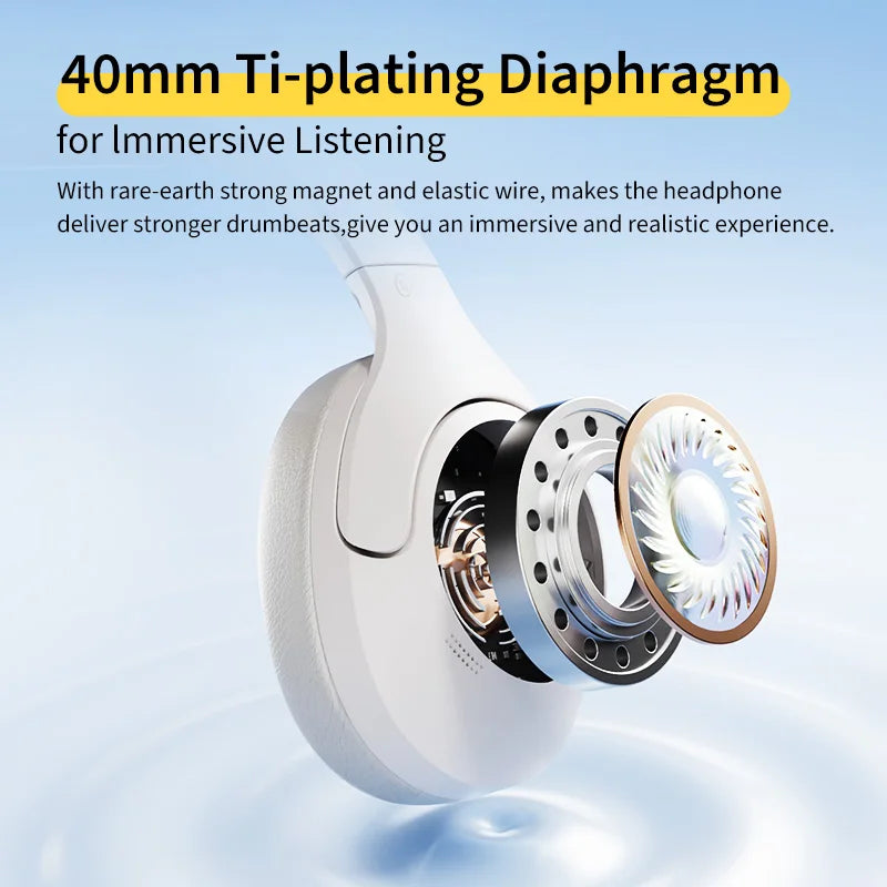 Auriculares inalámbricos QCY H3 Lite con cancelación de ruido activa, Bluetooth 5.3, auriculares para gaming, controlador de 40 mm, sonido HiFi, auriculares de diadema, conexión multipunto