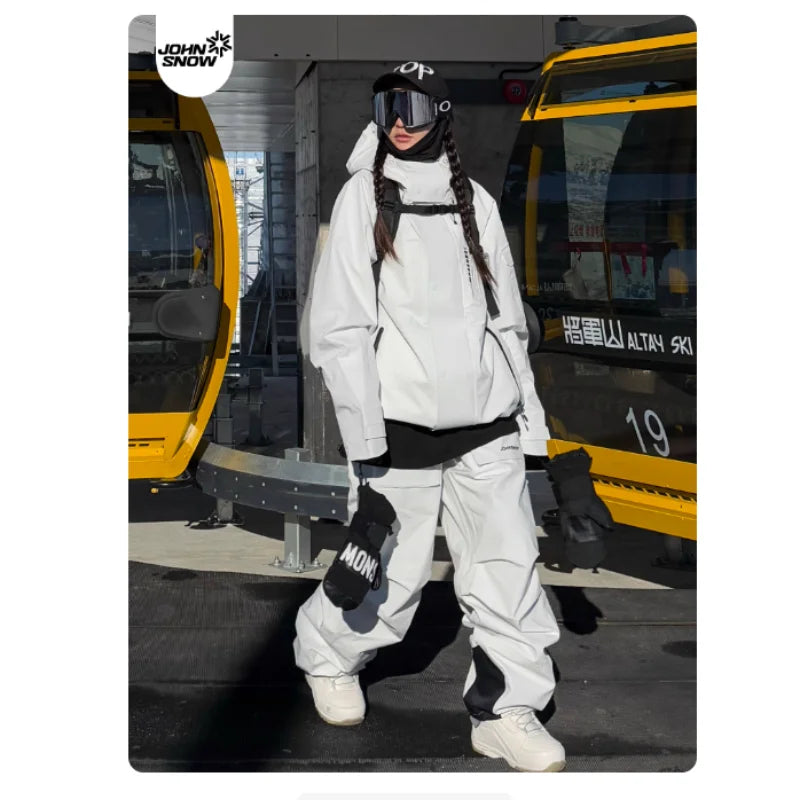 John Snow trajes de esquí de invierno para hombres y mujeres al aire libre impermeable transpirable cálido traje de snowboard conjuntos chaqueta y pantalón de esquí