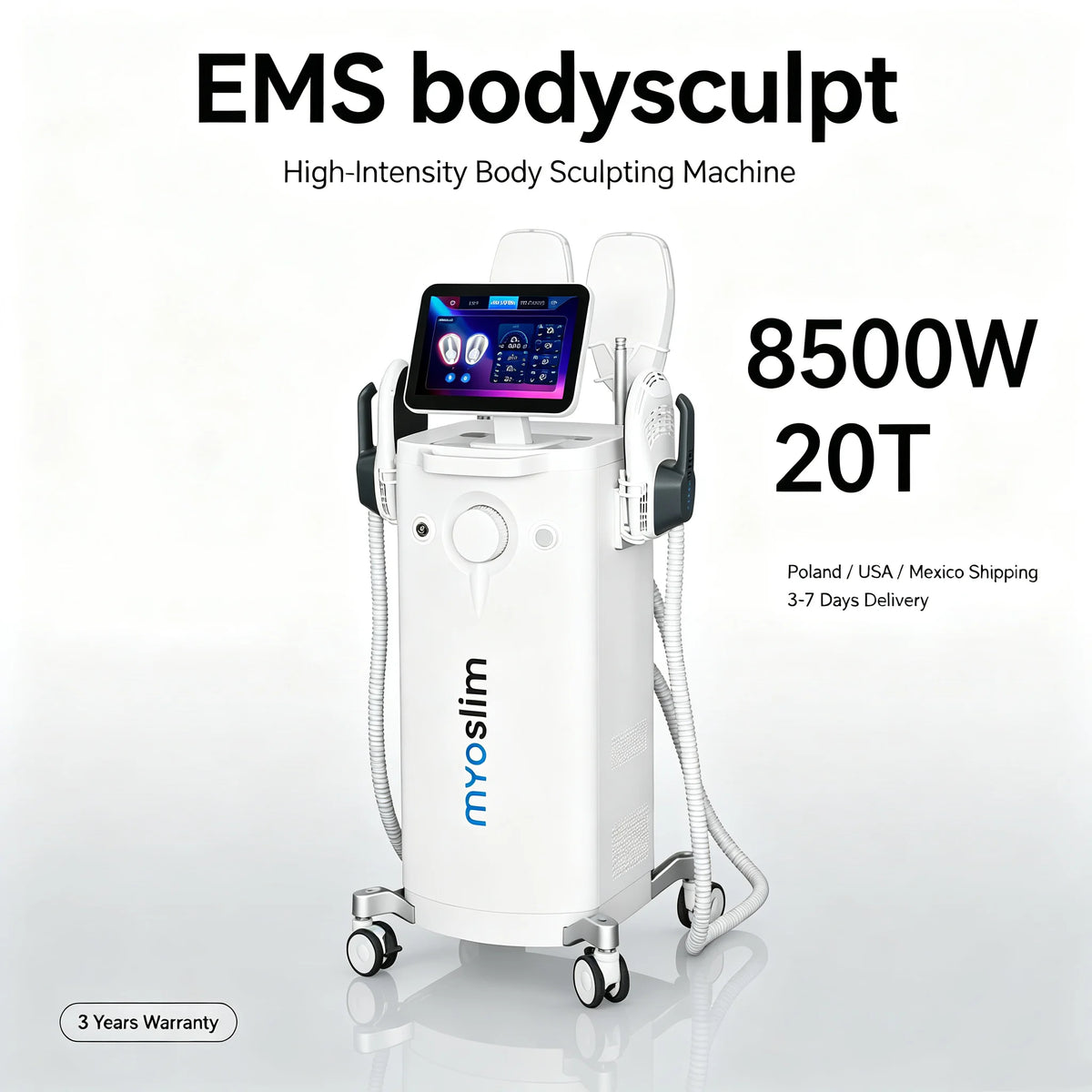 Máquina de modelado corporal MYOslim HI-EMT 8500W 20T, equipo de belleza para salones de belleza, para el desarrollo muscular, el contorno corporal y el reafirmante de la piel.