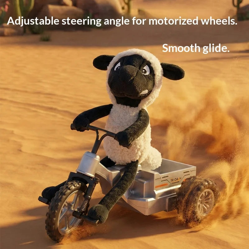 2026 New Little Sheep Black Horse Remote Control Car Three Wheel Motorcycle Charging Dynamic Lighting Trick Drift Car Boy Toy