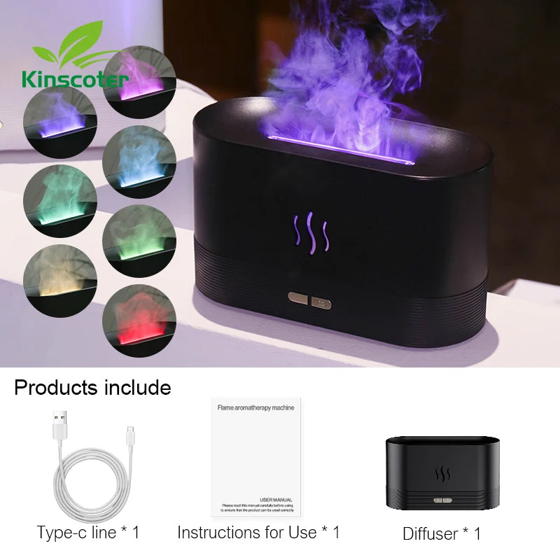Difusor de Aroma Kinscoter, humidificador de aire, máquina de niebla ultrasónica, nebulizador, lámpara de llama de aceite esencial Led, Difusor