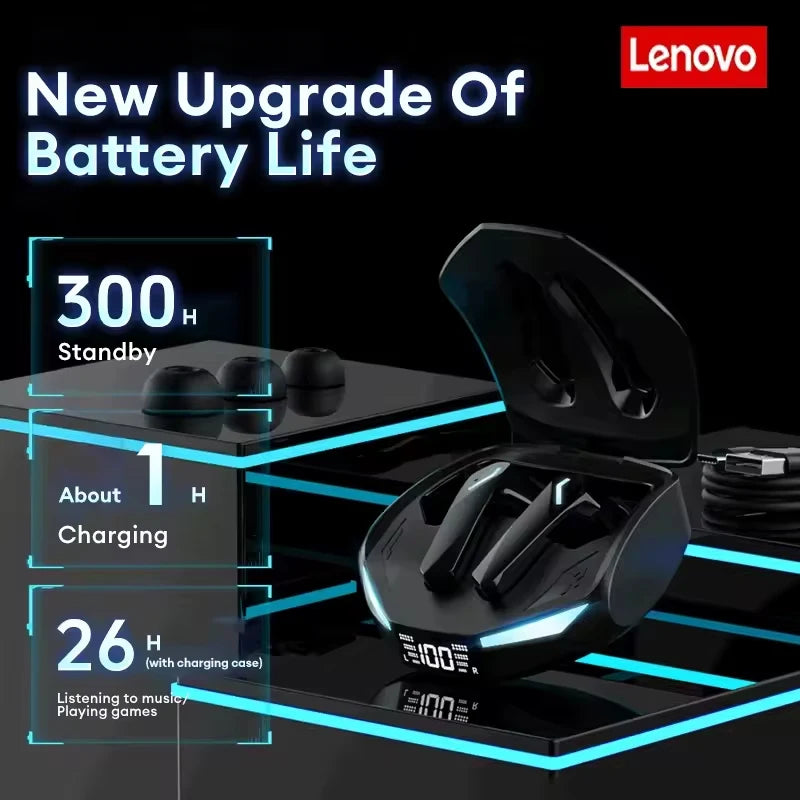 Lenovo New  XT53 Bluetooth V5.4 Earphones LED Power Display Gaming Headphones Waterproof Anti-sweat Upgraded Wireless Earbud