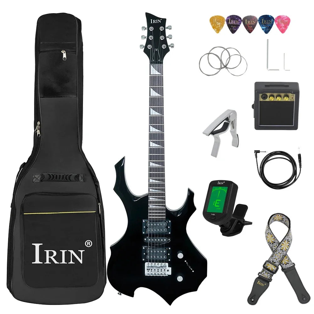 IRIN-Guitarra eléctrica de 6 cuerdas, 24 trastes, cuerpo de arce, juego de Guitarra eléctrica con bolsa, sintonizador de amplificador, púas de correa, Mini accesorios para Guitarra