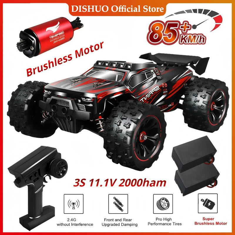 Coche teledirigido 1:16, 85 KM/H o 50 KM/H, 4WD, con Control remoto LED, camión Monster 4x4 de deriva de alta velocidad para niños vs Wltoys 124017   Juguetes
