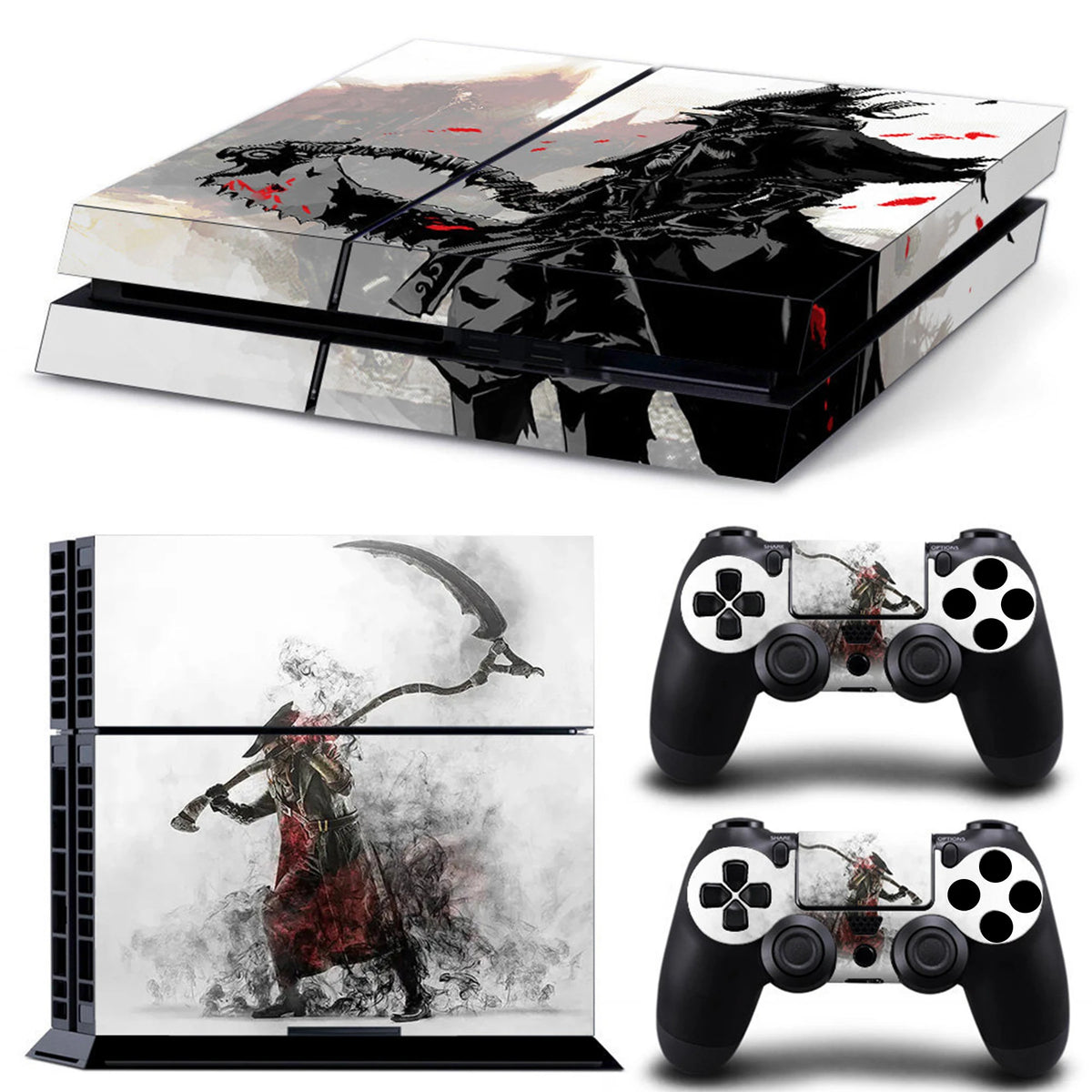 Adhesivo protector de vinilo compatible con consola PS4 y 2 mandos, funda extraíble