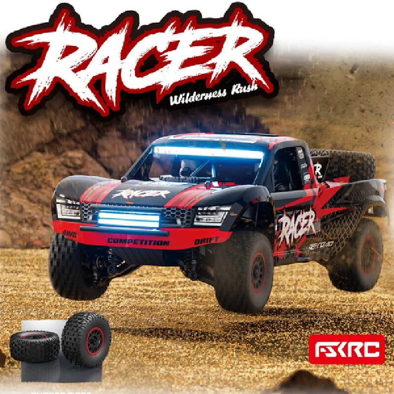 Coche RC HuangBo HB-RD1201 1:12 4WD, Camioneta de Carreras con Luces LED, Control de Crucero y Giroscopio – Juguete RC para Niños y Adultos