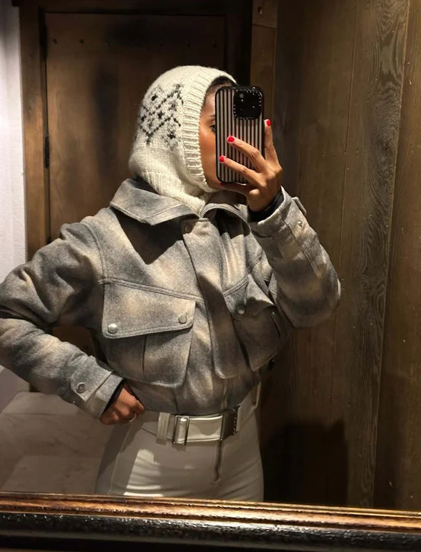Overoles de invierno para mujer 2026, con cinturón urbano, cuello alto, capucha, cintura alta y bolsillos, monos de invierno con diseño patchwork para mujer