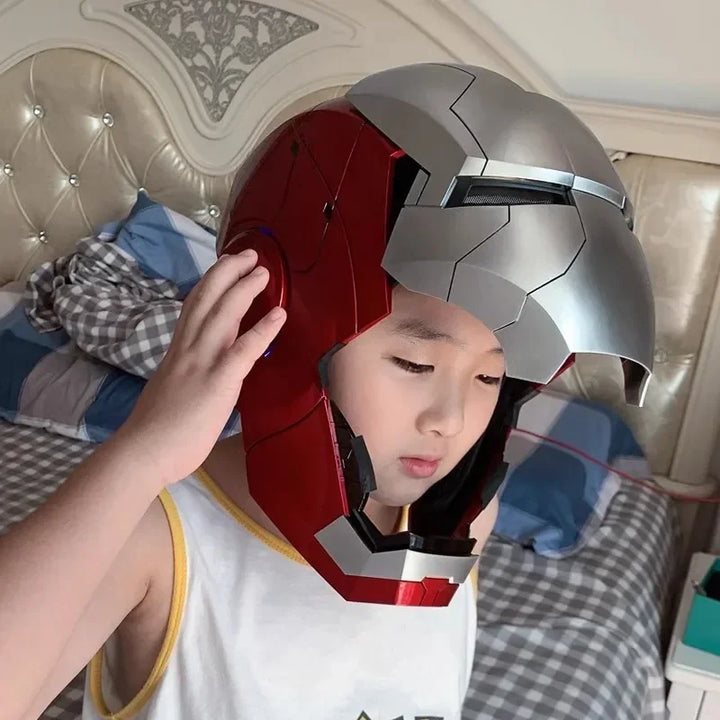 Casco de Iron Man Mk5 Automático 1:1 con Control por Voz, Avengers Mk5 Mk50 Mk17, Cosplay con Luz LED, Cierre Electrónico