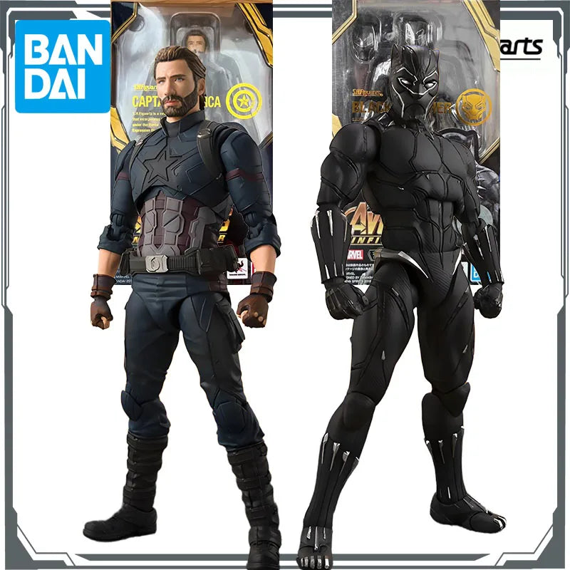 BANDAI Original S.H.Figuarts vengadores: Infinity War Capitán América y Pantera Negra Anime figuras de acción juguetes para niños Navidad
