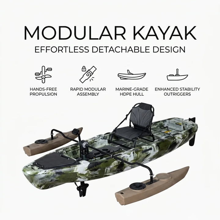 Estabilizador de Kayak Modular de HDPE Personalizado, Desmontable, para Pesca, con Certificación CE, Camuflaje, para Motor de Arrastre