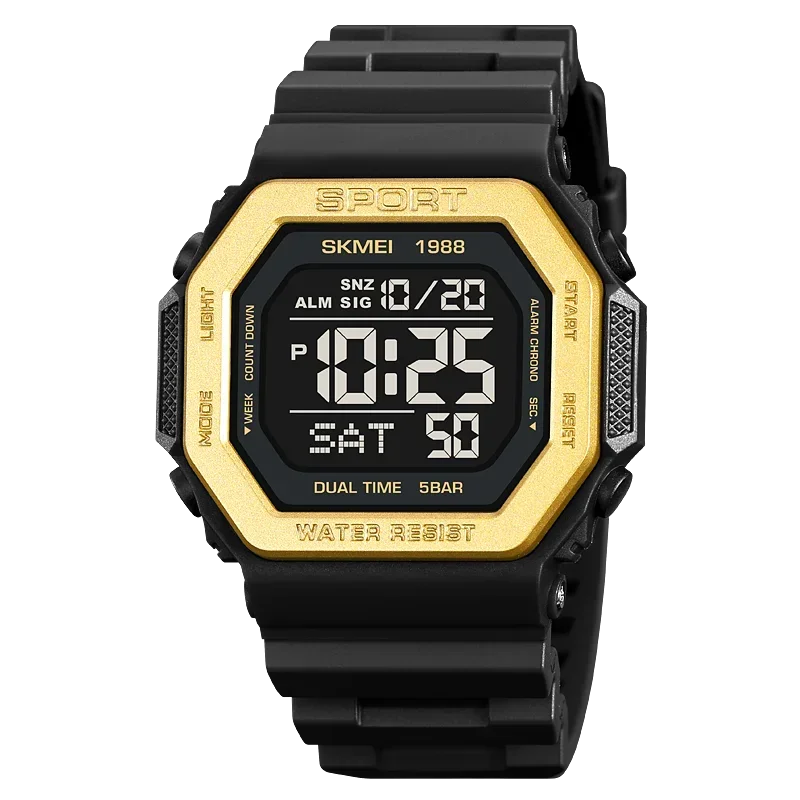 SKMEI 1988 Digital Sport Watch for Men LED Display Military Countdown Military Wristwatches Waterproof Mens Reloj Hombre 1628