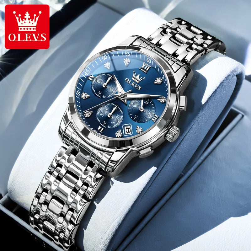Reloj OLEVS 2858 nuevo para mujer, de cuarzo, moderno, clásico, resistente al agua, luminoso, con fecha, cronógrafo, de marca de lujo, original para mujer