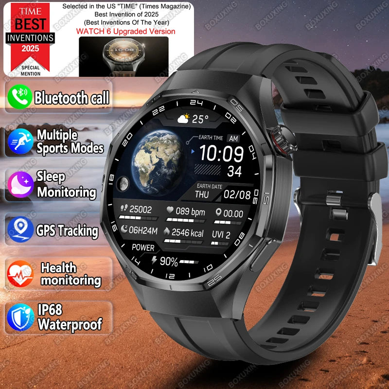 Reloj inteligente 2026 Nueva Versión Global Watch 6 Pro GPS para hombre, pantalla AMOLED, seguimiento deportivo, llamada Bluetooth, smartwatch resistente al agua