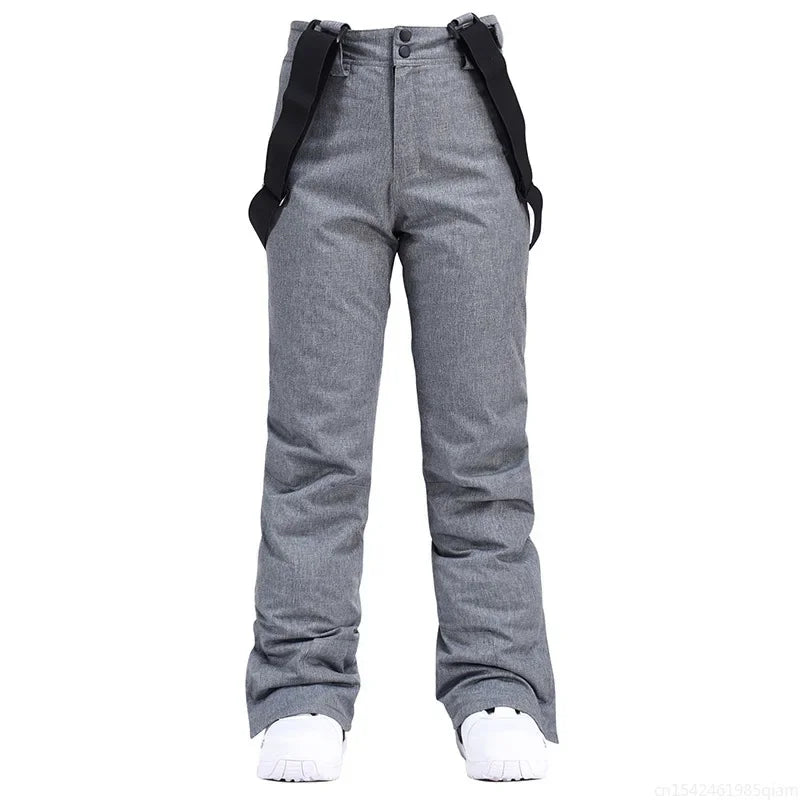 Pantalones de esquí para hombre y mujer, pantalones de esquí gruesos y cálidos de invierno, pantalones con tirantes impermeables a prueba de viento, pantalones de Snowboard de talla grande