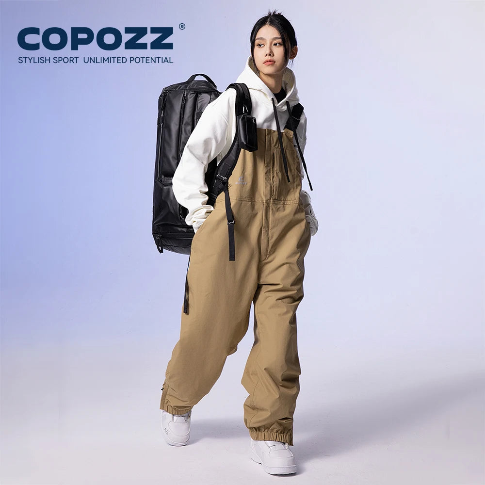 COPOZZ-pantalones de esquí gruesos para Snowboard, monos impermeables todo en uno de gran tamaño a prueba de viento, mono cálido para exteriores de 3L para hombres y mujeres