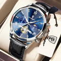 Reloj de cuarzo para hombre POEDAGAR, de lujo, cronógrafo, resistente al agua, luminoso, estilo militar, de piel, para negocios