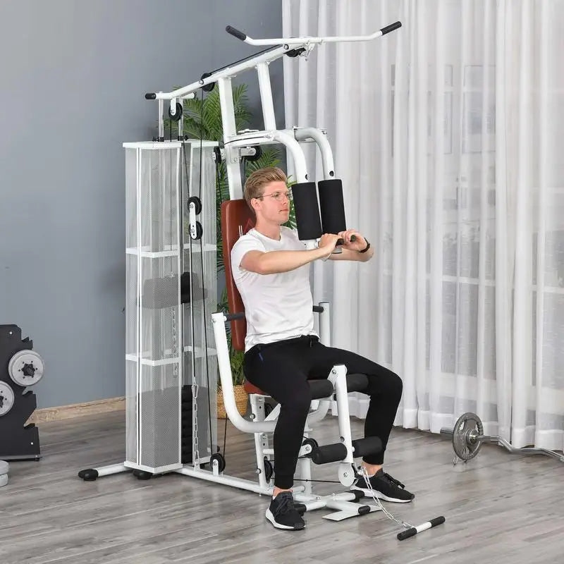 Estación de Fitness Multifunción Kraftstation: Equipo de Entrenamiento de Fuerza con Barra de Ejercicios y Barra de Mariposa