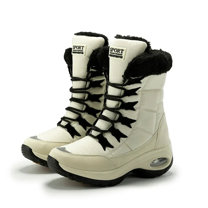 Botas De nieve cálidas De alta calidad Para Mujer, botines cómodos con cordones, impermeables, para senderismo al aire libre, Invierno 2024
