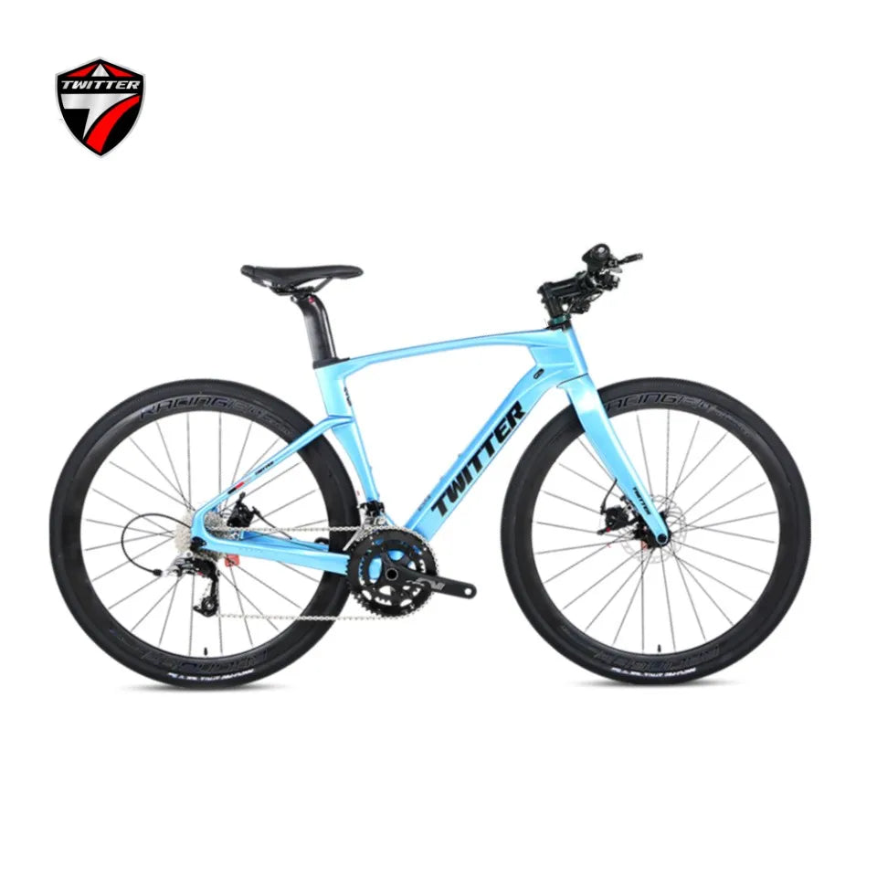 TWITTER V3Pro Transmisión electrónica SENTYEH ES800-13S Bicicleta de gravel de fibra de carbono con manillar plano y freno de disco hidráulico