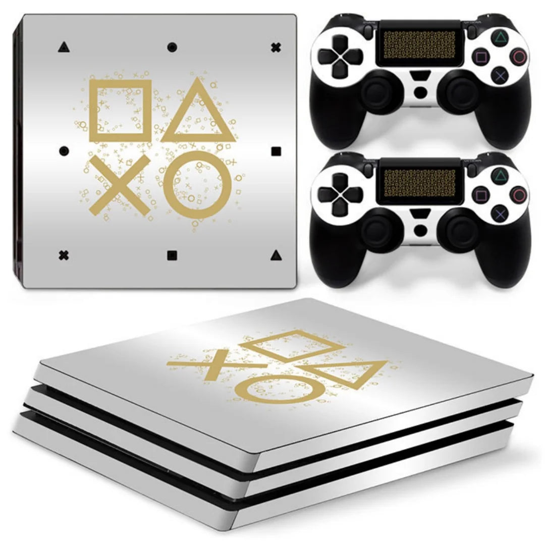 Protective Vinyl Decal Skin Sticker Full Set Cover Wrap for PS4 Pro Console and 2 Controllers
