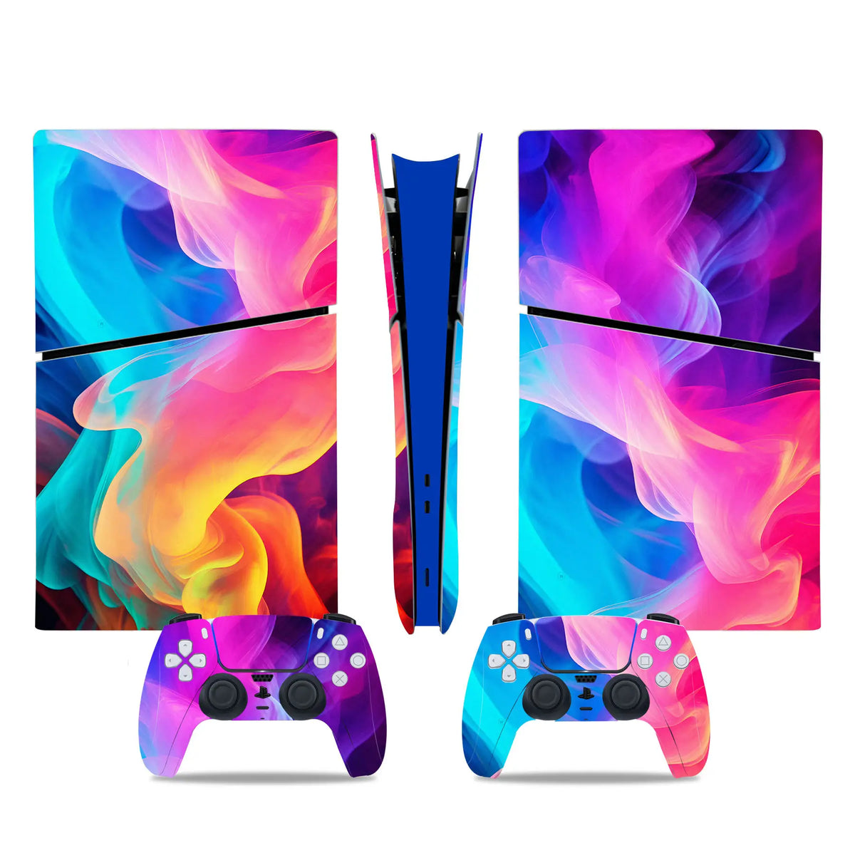 For PS5 Slim Digital Edition Console and 2 Controllers Geometry Design Skin PS5 Slim Digital Sticker Vinyl Wrap Cover Full Set