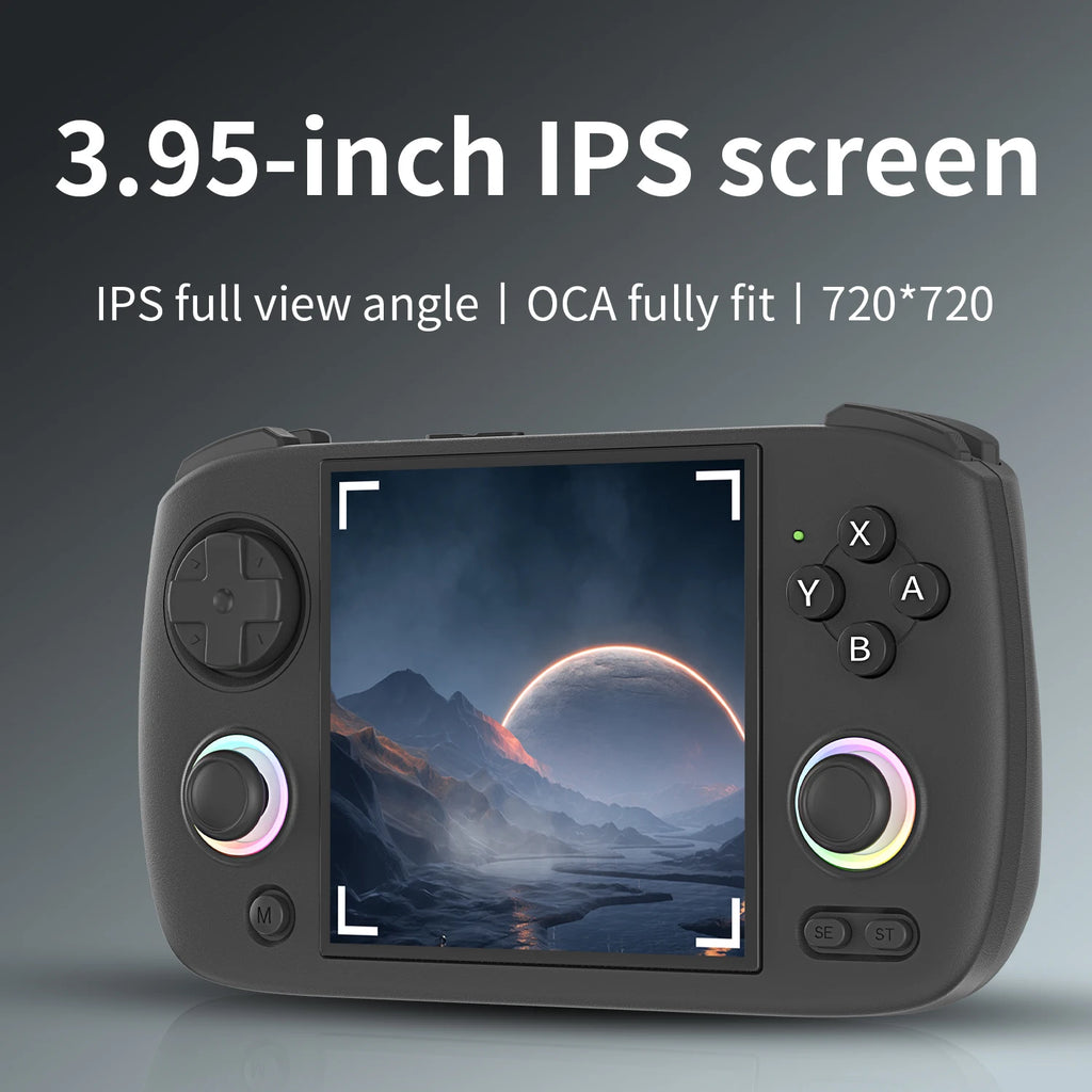 ANBERNIC RG Cubexx Consola de Juegos Retro con Pantalla IPS de 3.95 Pulgadas 720*720, Sistema Linux, 64G con 5K Juegos Preinstalados, Batería de 3800mAh