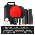 Juego de Raquetas de Tenis de Mesa Boli de Dos Palas y Tres Bolas, Estuche Rígido de Cuero, Juego de Raquetas de Tenis de Mesa Profesionales de Madera Sólida de Siete Capas