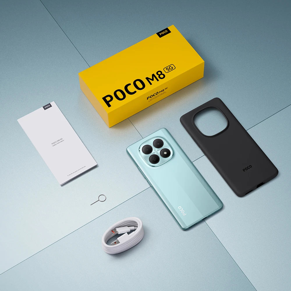 Smartphone original Poco M8 5G NFC 8 GB 512 GB, pantalla AMOLED de 6,77" a 120 Hz, procesador Snapdragon 6 Gen 3