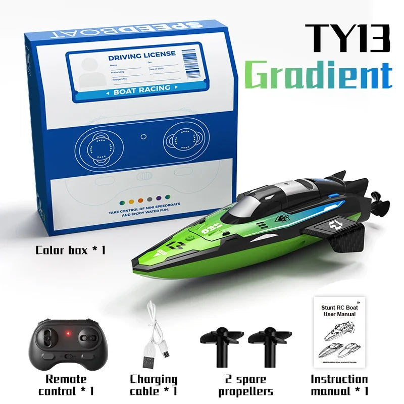 2.4G Mini RC Speedboat Multiple Player Game Double Motor High Speed Ship Lake Pool Bathtub Waterproof RC Stunt Boat Toy for Kids