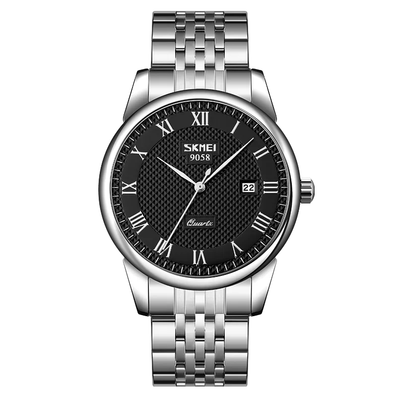 Reloj de cuarzo para hombre Skmei, resistente al agua 3Bar, reloj de pulsera para hombre, marca superior de lujo con correa de cuero 9058