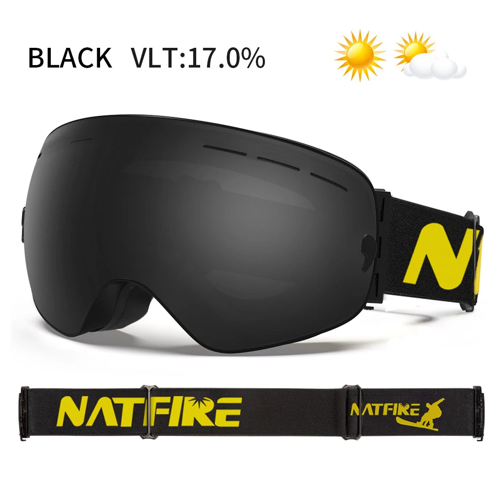 Gafas de esquí para deportes al aire libre, protección UV400, máscara de esquí para hombre y mujer, antiniebla, cara grande, gafas de nieve, gafas de esquí para Snowboard