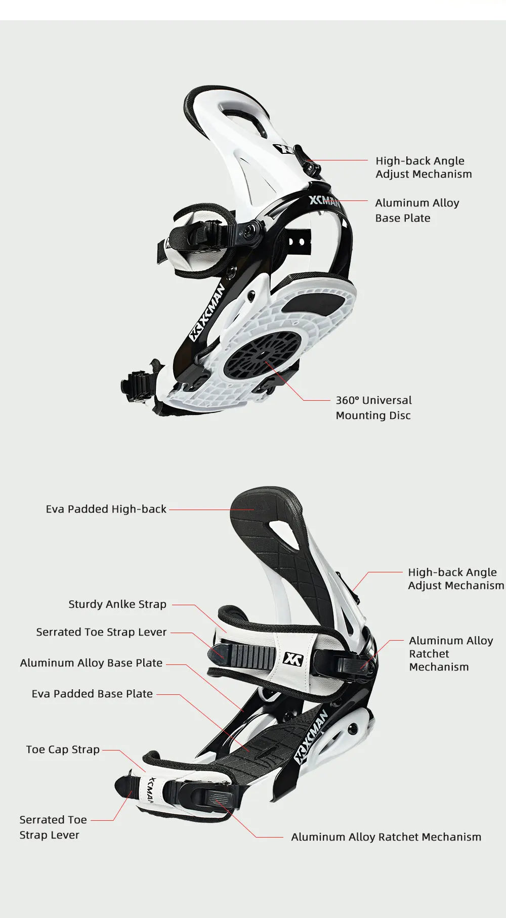 XCMAN Aglutinantes para snowboard totalmente de montaña unisex
