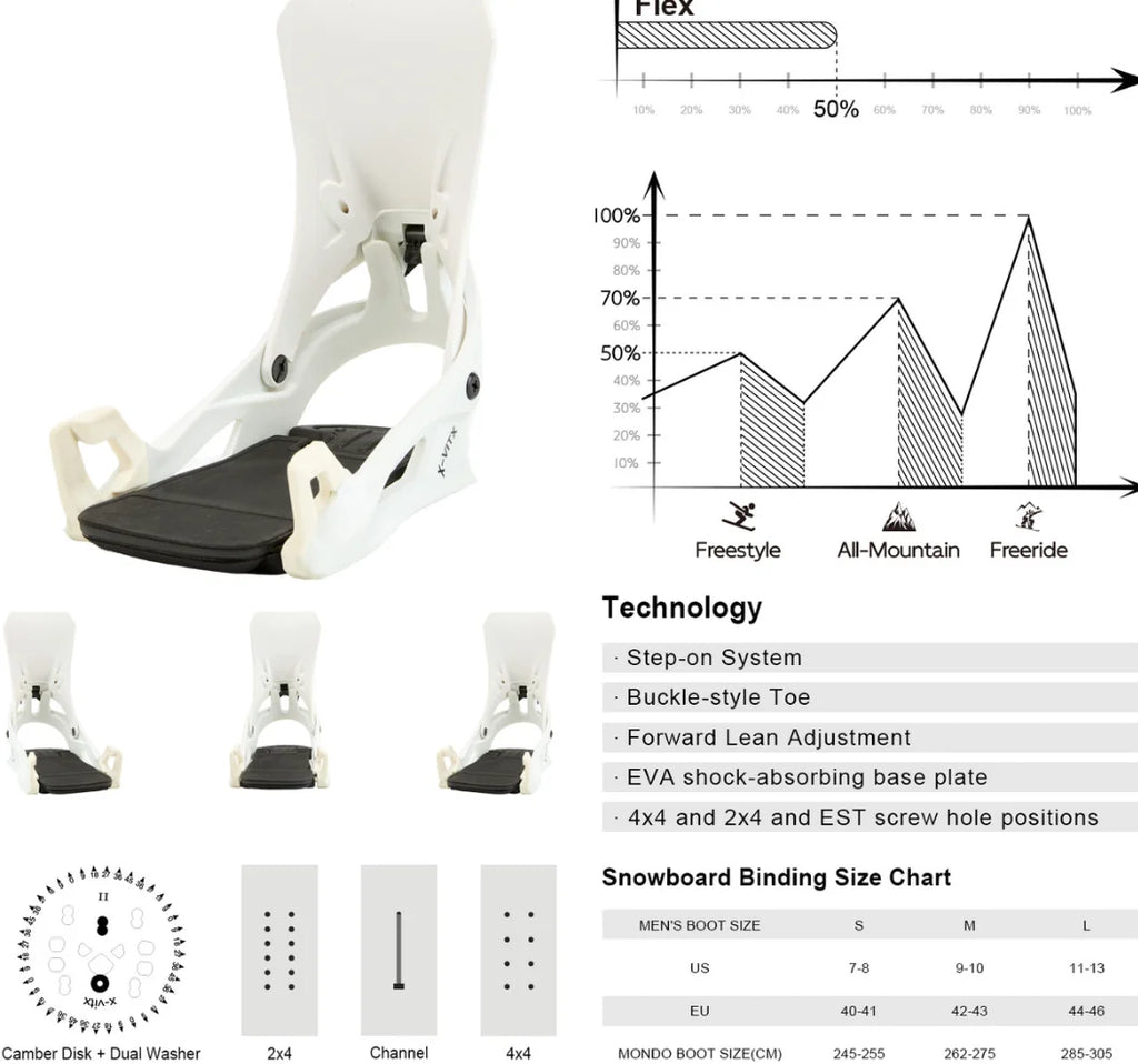 X-VITX - Fijaciones para Tabla de Snowboard con Precio Económico, Se Puede Combinar con Juego de Botas