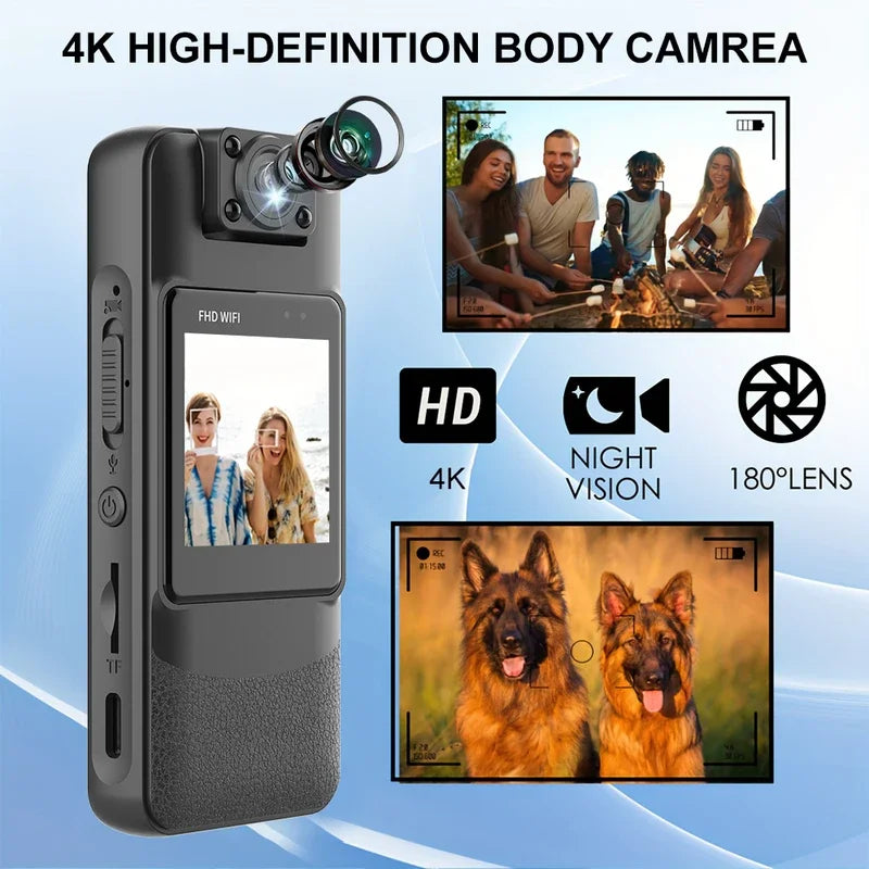 Mini cámara 4K UHD WiFi, grabadora de Audio y vídeo Digital portátil, BodyCam de policía, visión nocturna, deportes, DV, videocámara pequeña para bicicleta