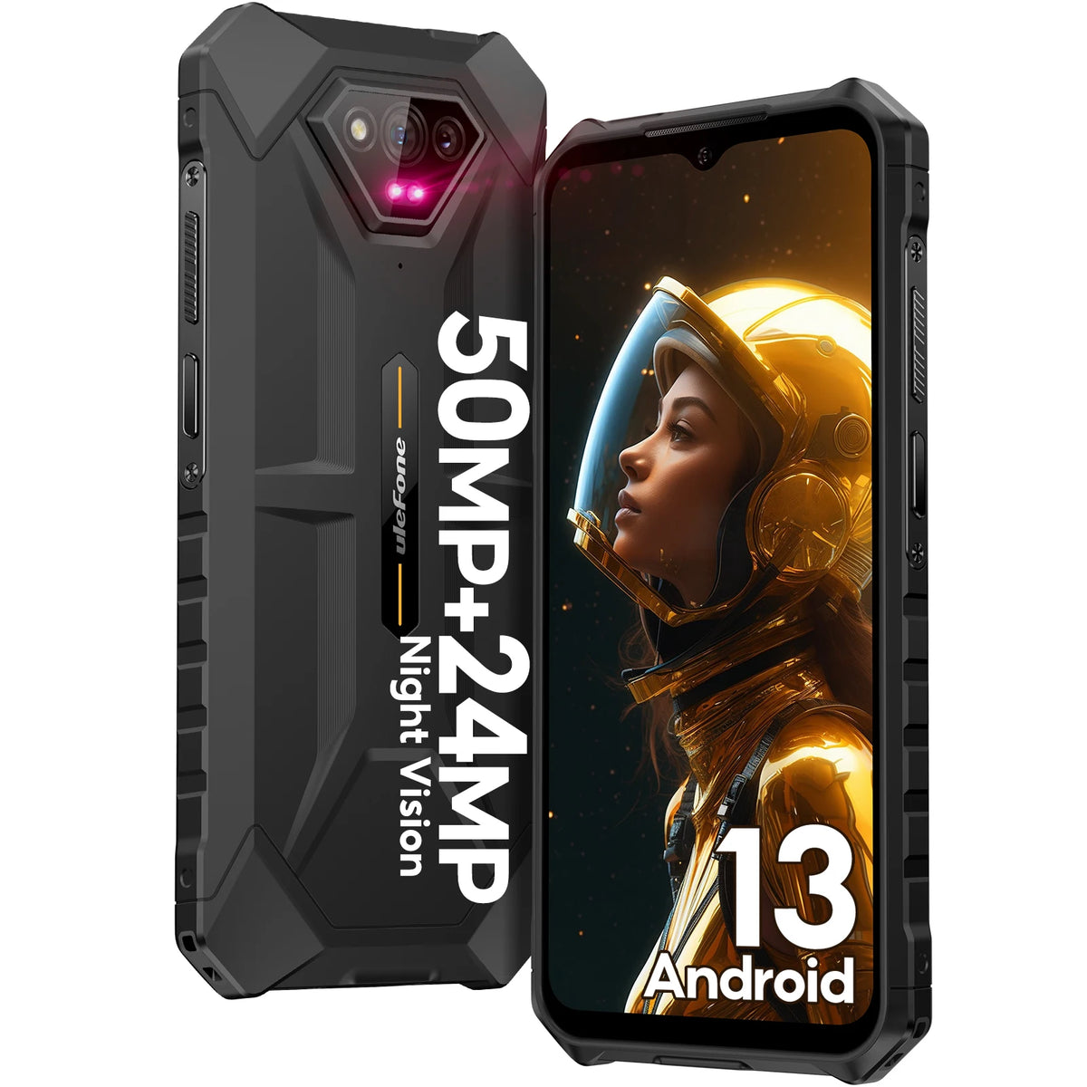 Teléfono resistente Ulefone Armor X13, hasta 12 GB de RAM + 64 GB de ROM, smartphone con Android 15, 6320 mAh, 50 MP, 6,52", NFC, 4G, GPS, versión global