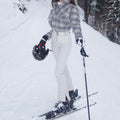 Traje de esquí de una pieza para mujer, cuello alto, cortavientos, con cremallera, cinturón, cintura alta, ajuste delgado, mono de nieve, novedad de invierno
