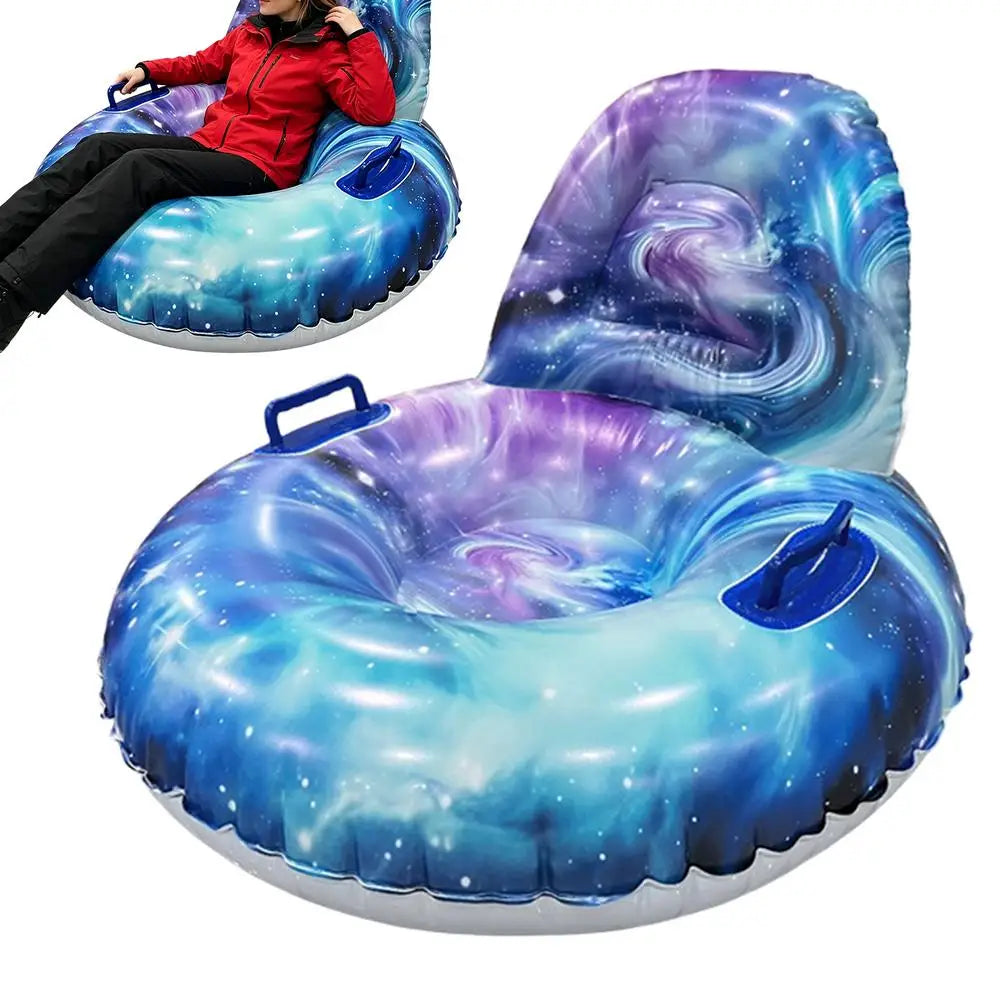 Tubos de nieve para adultos, trineos ergonómicos inflables con base antideslizante y respaldo, ideales para actividades al aire libre en familia durante el invierno, para practicar deportes en la playa o en un parque.