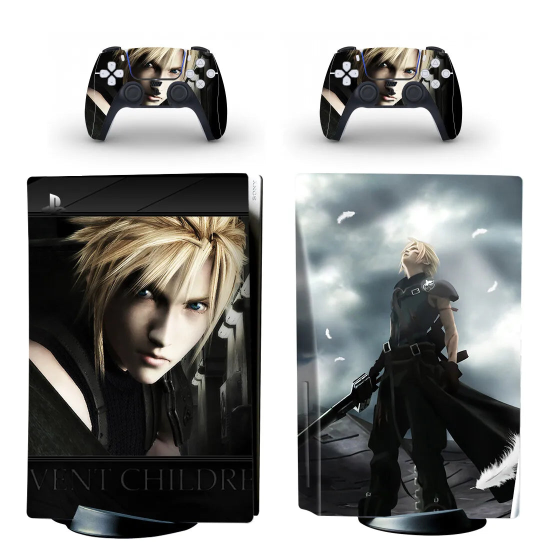 Adhesivo protector de vinilo para consola PS5 y 2 mandos, diseño de Final Fantasy (versión disco)