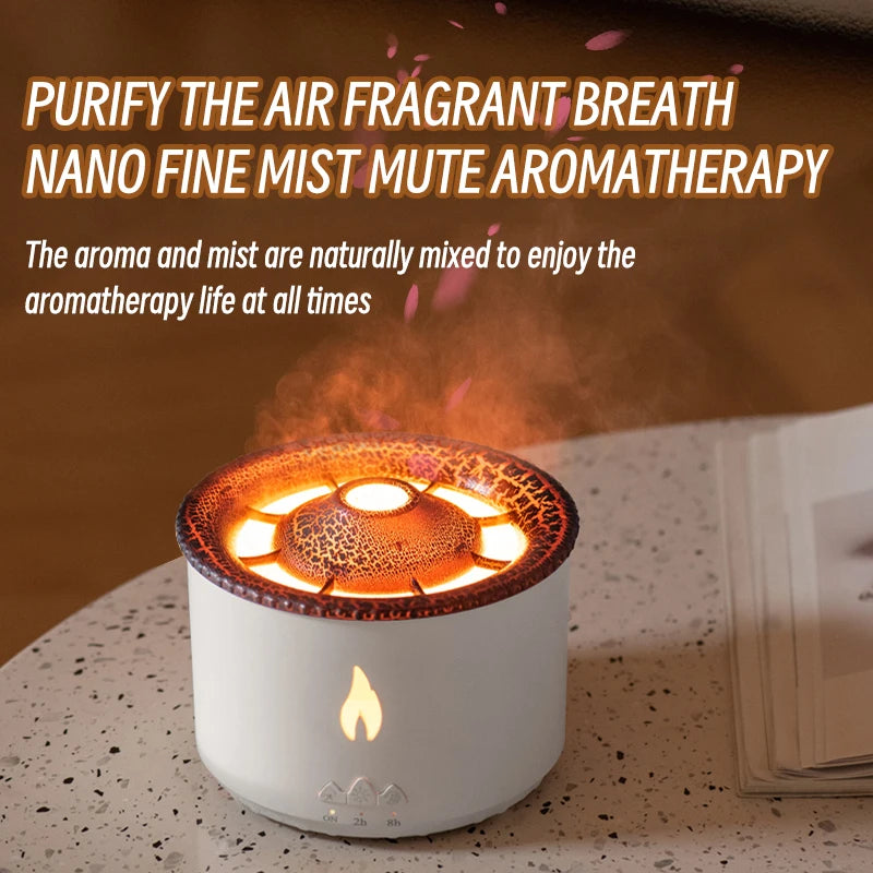 KINSCOTER-difusor de Aroma de llama de volcán, anillo de humo de medusas, humidificador de aire, difusor de aceite esencial de aromaterapia de 360ml, regalo genial