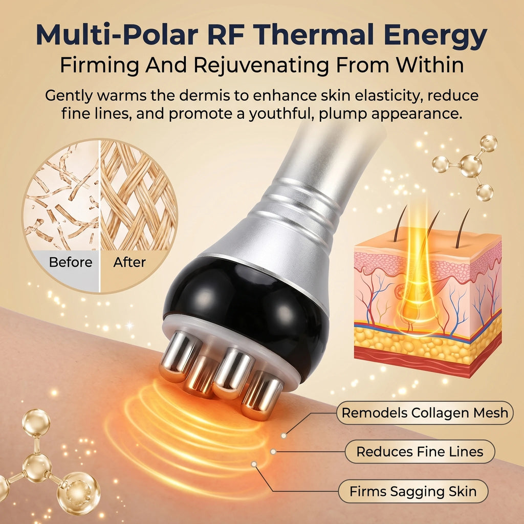 Máquina de cavitación ultrasónica 4 en 1, 40K, con radiofrecuencia multipolar, dispositivo portátil para modelar el cuerpo, interfaz en 9 idiomas, instrumento de belleza para uso doméstico y en salones de belleza, para e